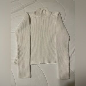 French Connection - White Ribbed Sweater Small